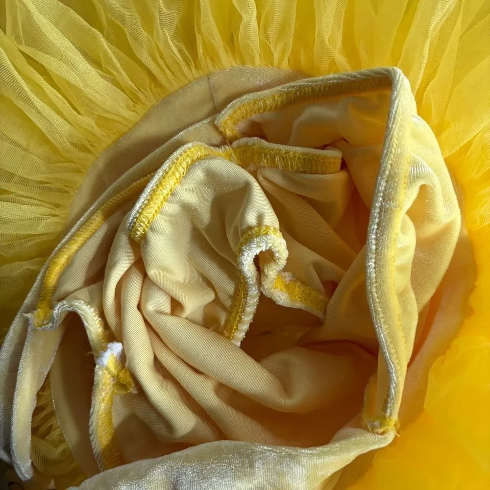 WOLFF Fording Dancewear Yellow Velvet Halter Tap Ballet Tutu Dance Costume SC